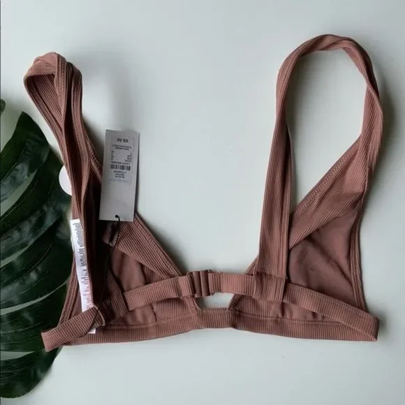 Primark 8 NWT Beige Cheeky Triangle Bikini Top - Picture 3 of 5